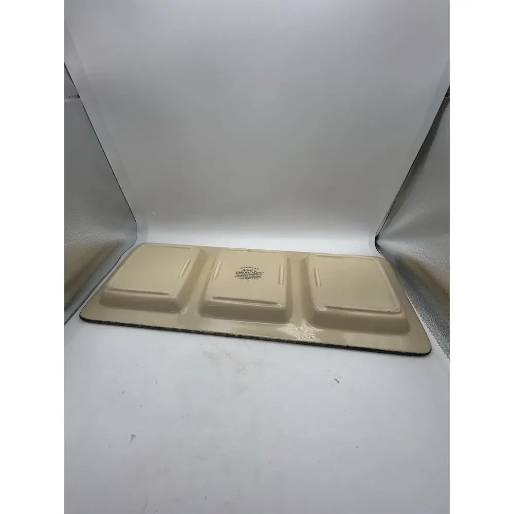 Home Garden Party Serving Tray Stoneware Collection Floral Print 3 Section